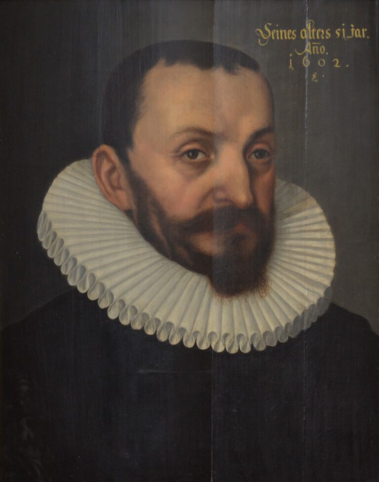 Lorenz Strauch: Porträt Gabriel Scheurl von Defersdorf, geb. 1551, 1602, Tempera auf Holz, kfh0016, 76 x 66 cm Seines alters 51.Jar, Anno 1602.
