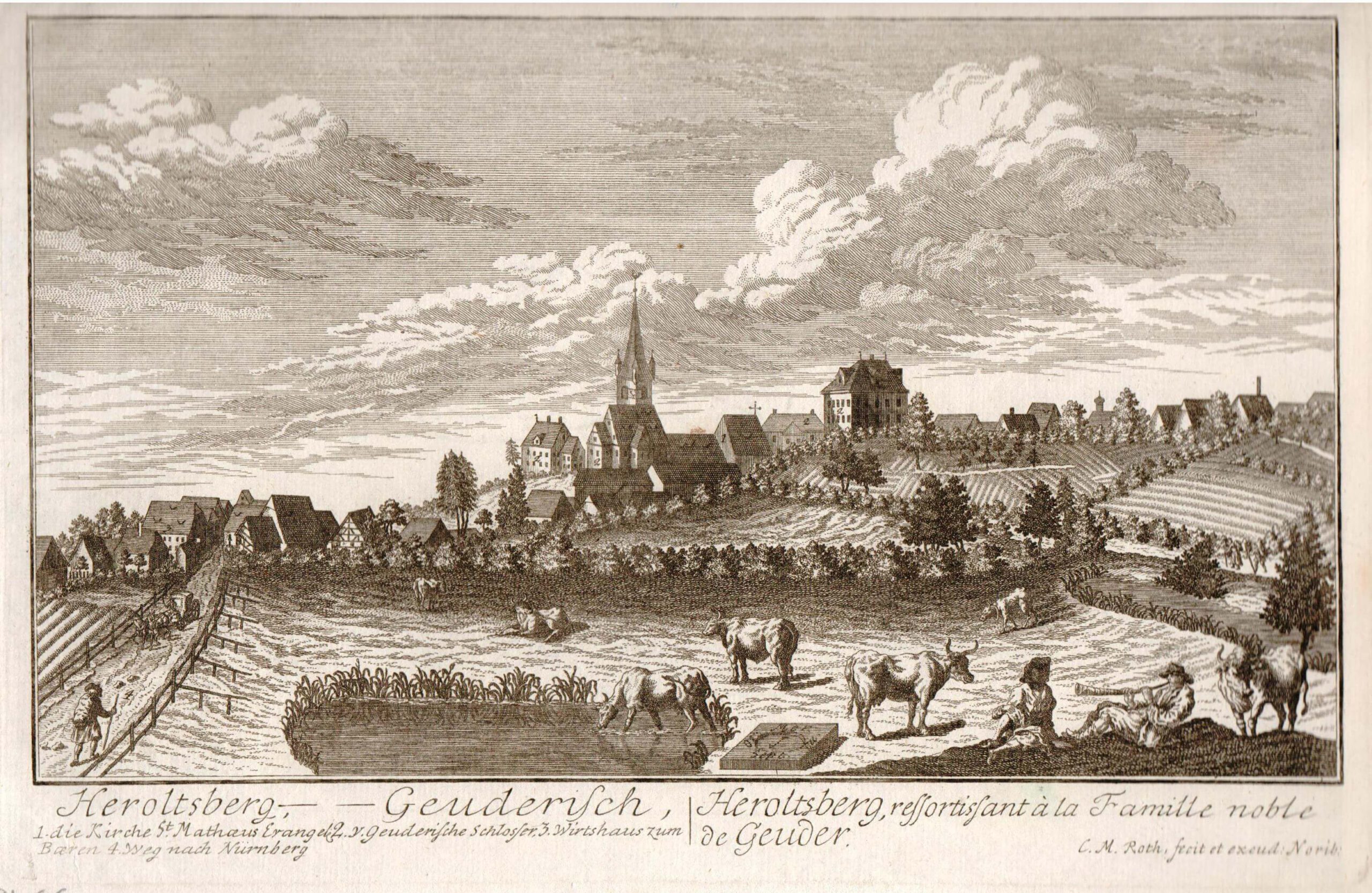 Christian Melchior Roth: Heroldsberg, Kupferstich, 1759, 19,5 x 29 cm, ebg0120