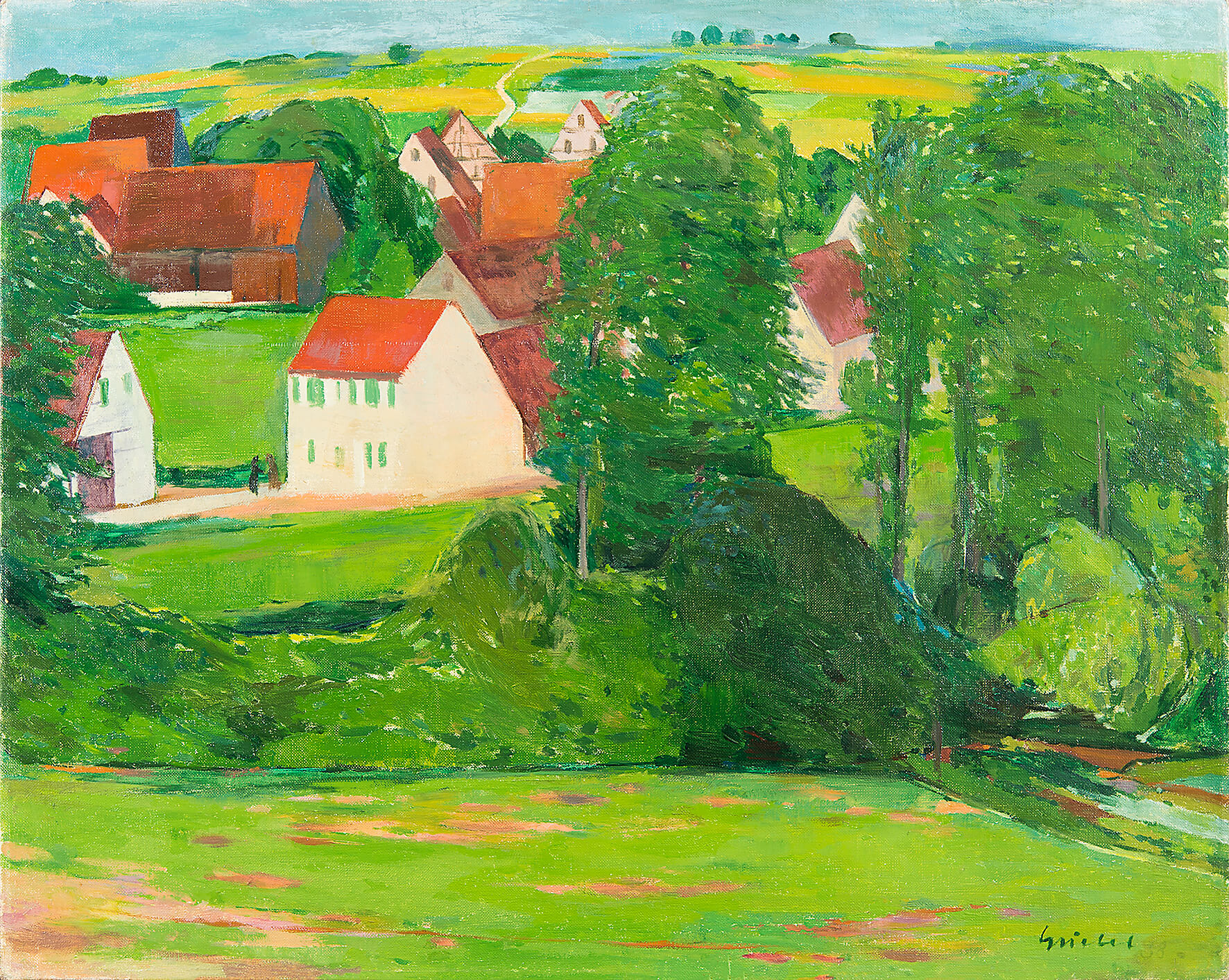 Fritz Griebel: Fränkisches Dorf, 1927, fg 1030