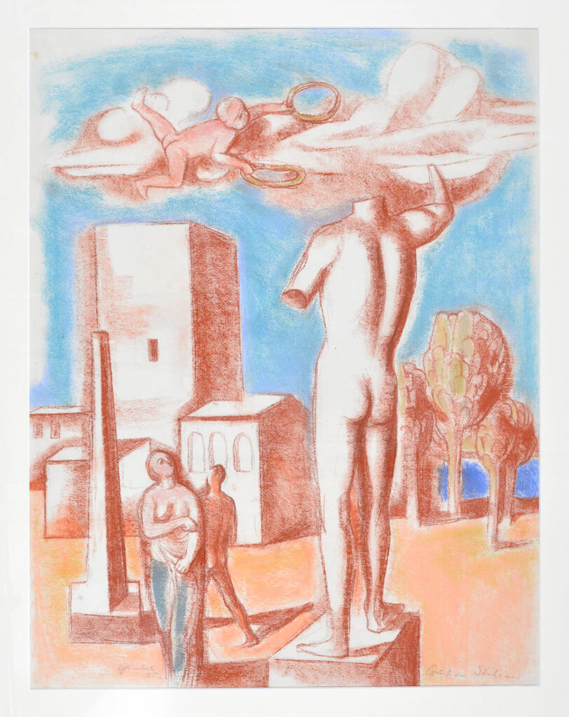 Fritz Griebel, Gruß aus Italien, 1935, Farbige Kreide, Rötel auf Büttenpapier, 62,5 x 48 cm, Weißes Schloss Heroldsberg, Inv. Nr. fg0690