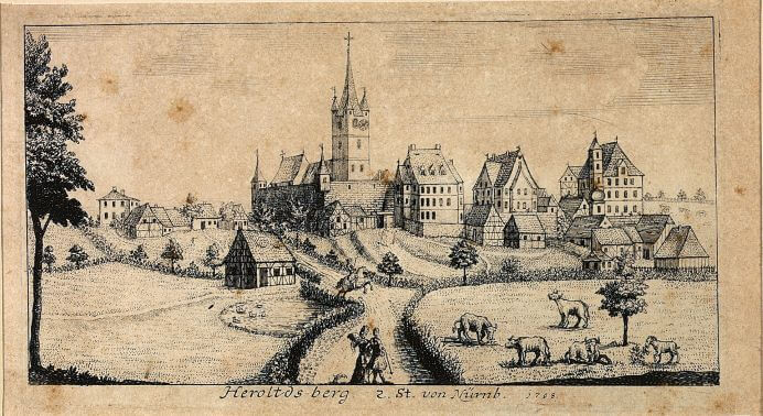 Johann Alexander Böner: Heroldsberg, Kupferstich, 1708, 18 x 28 cm, kfh0003