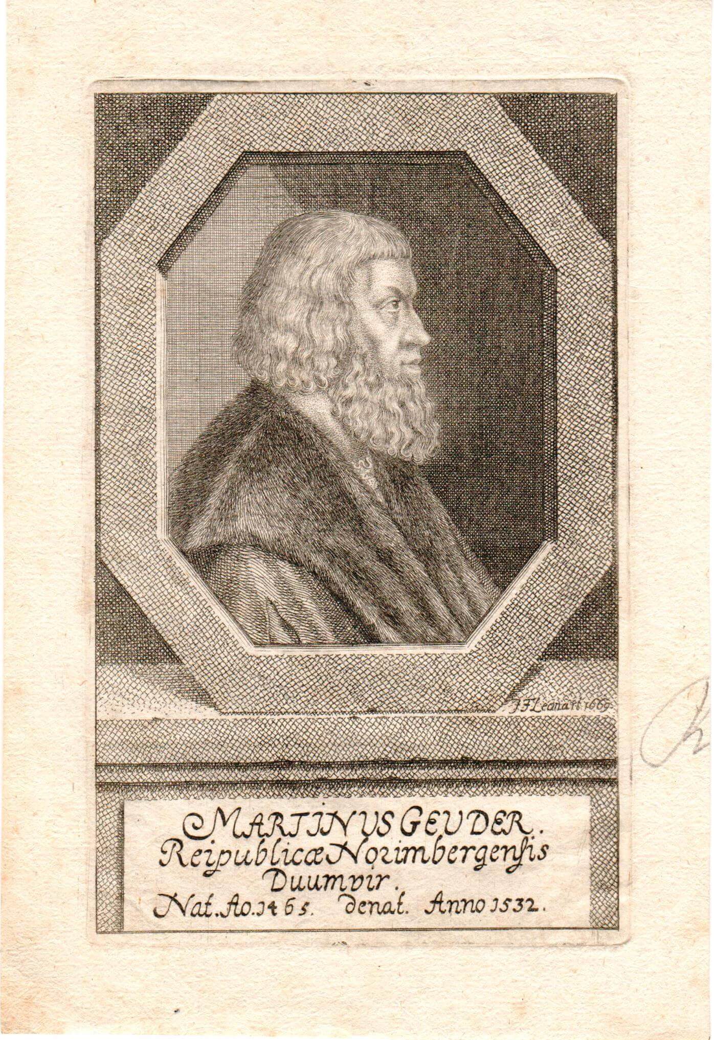 Johann Friedrich Leonart, Martin Geuder Kupferstich 1669, 21,5 x 16,5 ebg457