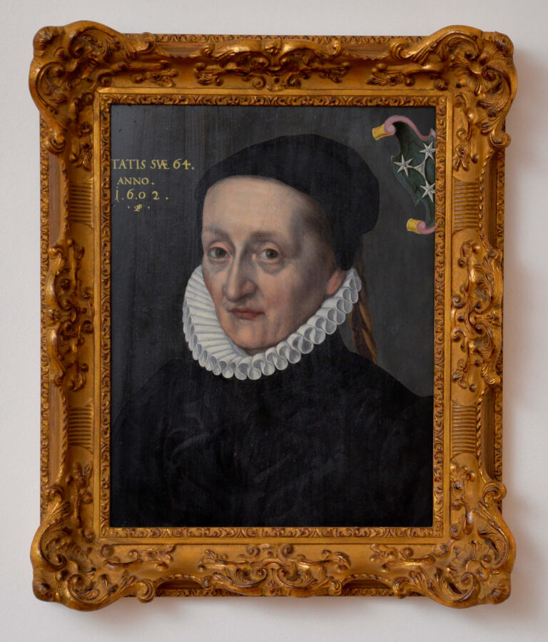 Lorenz Strauch, Sabina Scheurl, geb. Geuder, (1537 - 1610), Tempera auf Holz, 1602, 45 x 36, ebg0373