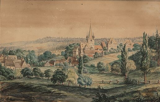 Ludwig von Godin: Heroldsberg von Südwesten, Aquarell, 19. Jhd., ebg0034