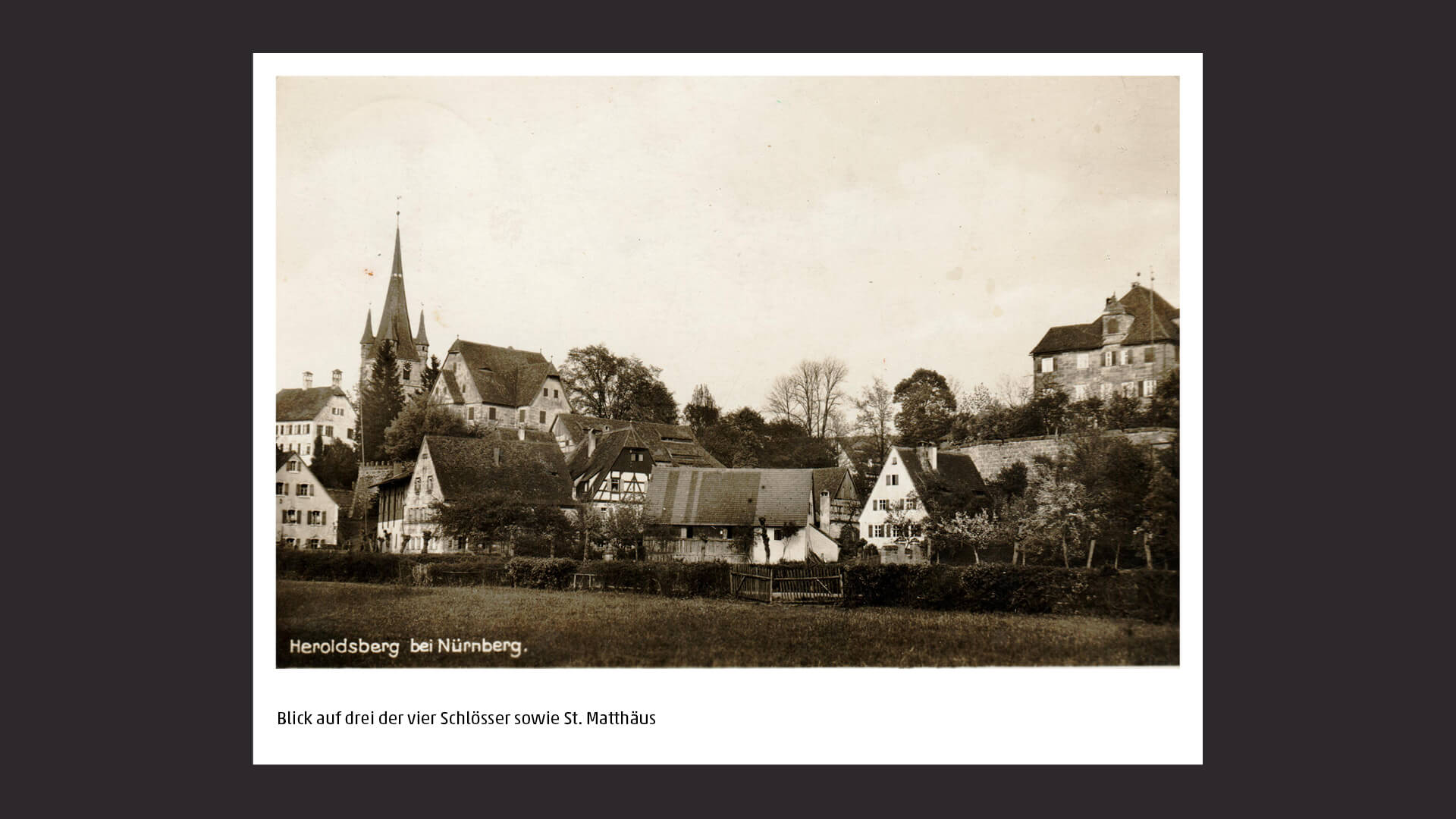 Blick auf die vier Schlösser sowie St. Matthäus, Heroldsberg