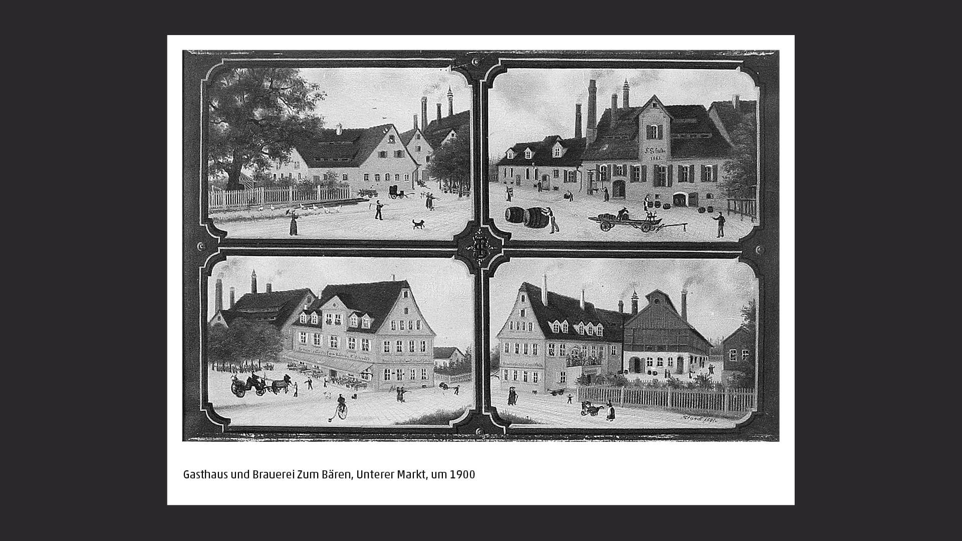 Gasthaus und Brauerein Zum Bären, Unterer Markt, um 1900