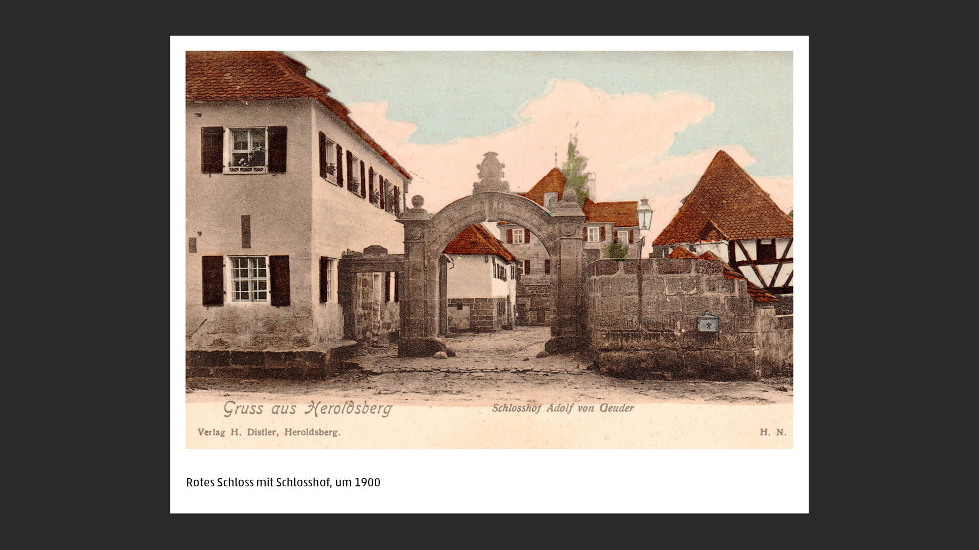 Rotes Schloss mit Schlosshof, Heroldsberg, um 1900