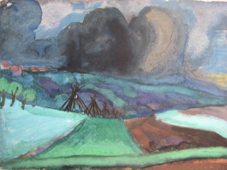 Eitel Klein: Maigewitter vor Kalchreuth, undat., Aquarell, 28 x 38 cm, kfh0074