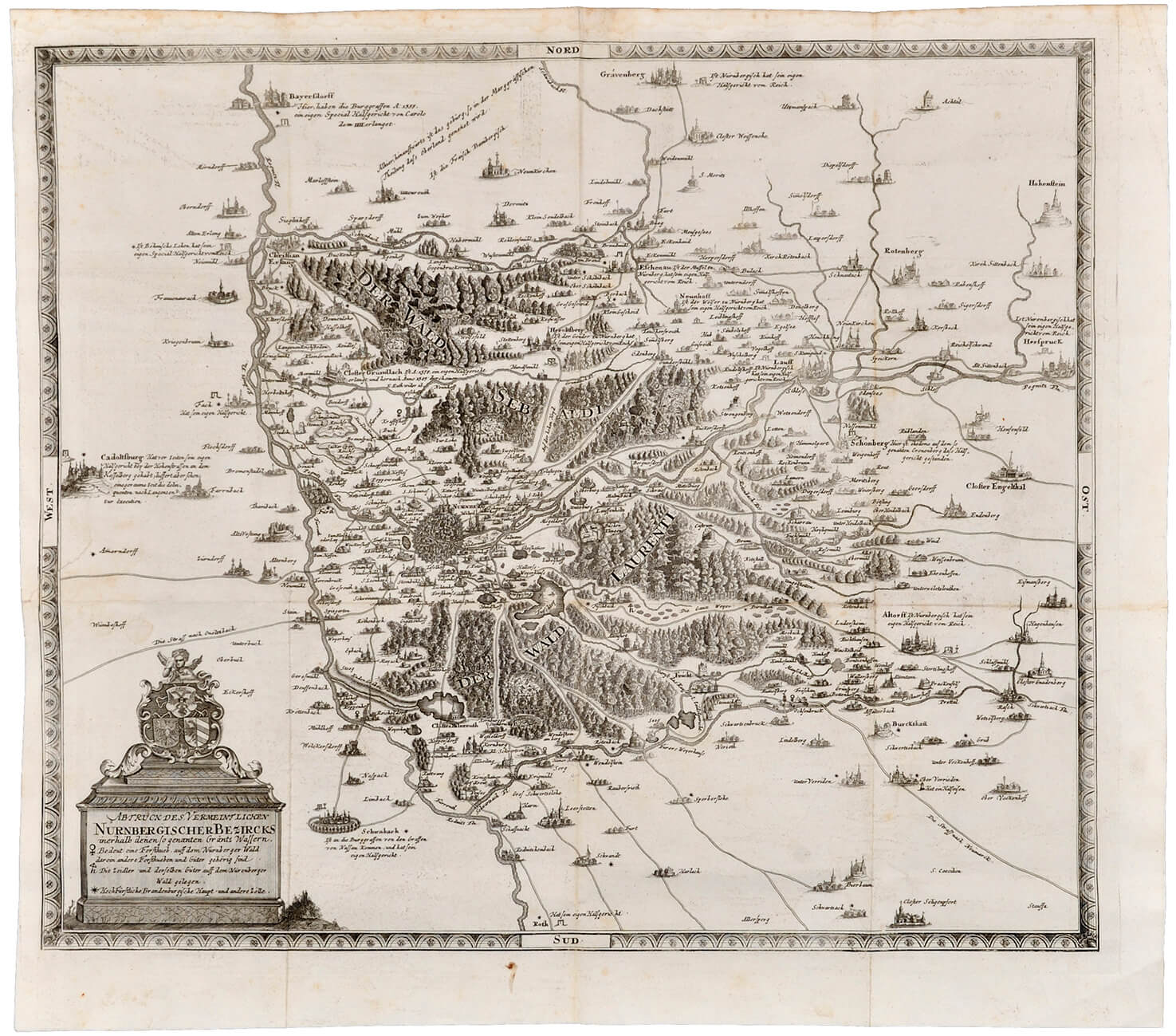 Matthäus Seutter, Karte des Nürnberger Bezirks, Kupferstich, 1733, 52,5 x 60 cm, kfh0076