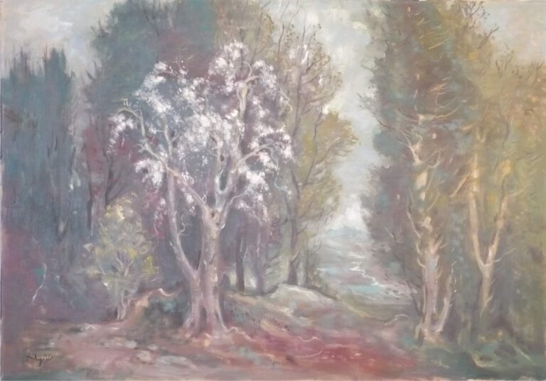 Fritz Heidingsfeld: Park mit blühendem Baum, undat., kfh0025