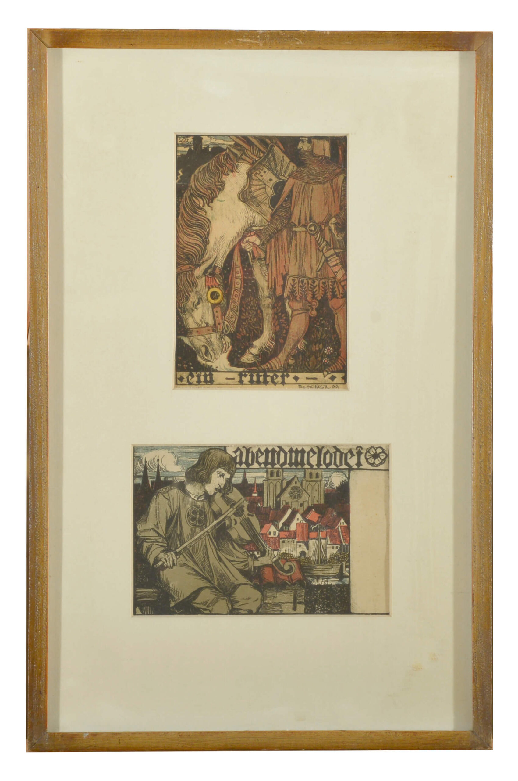 Rudolf Schiestl: Ritter und Abendmelodie, Farbzinkätzungen, 1899, kfh0152