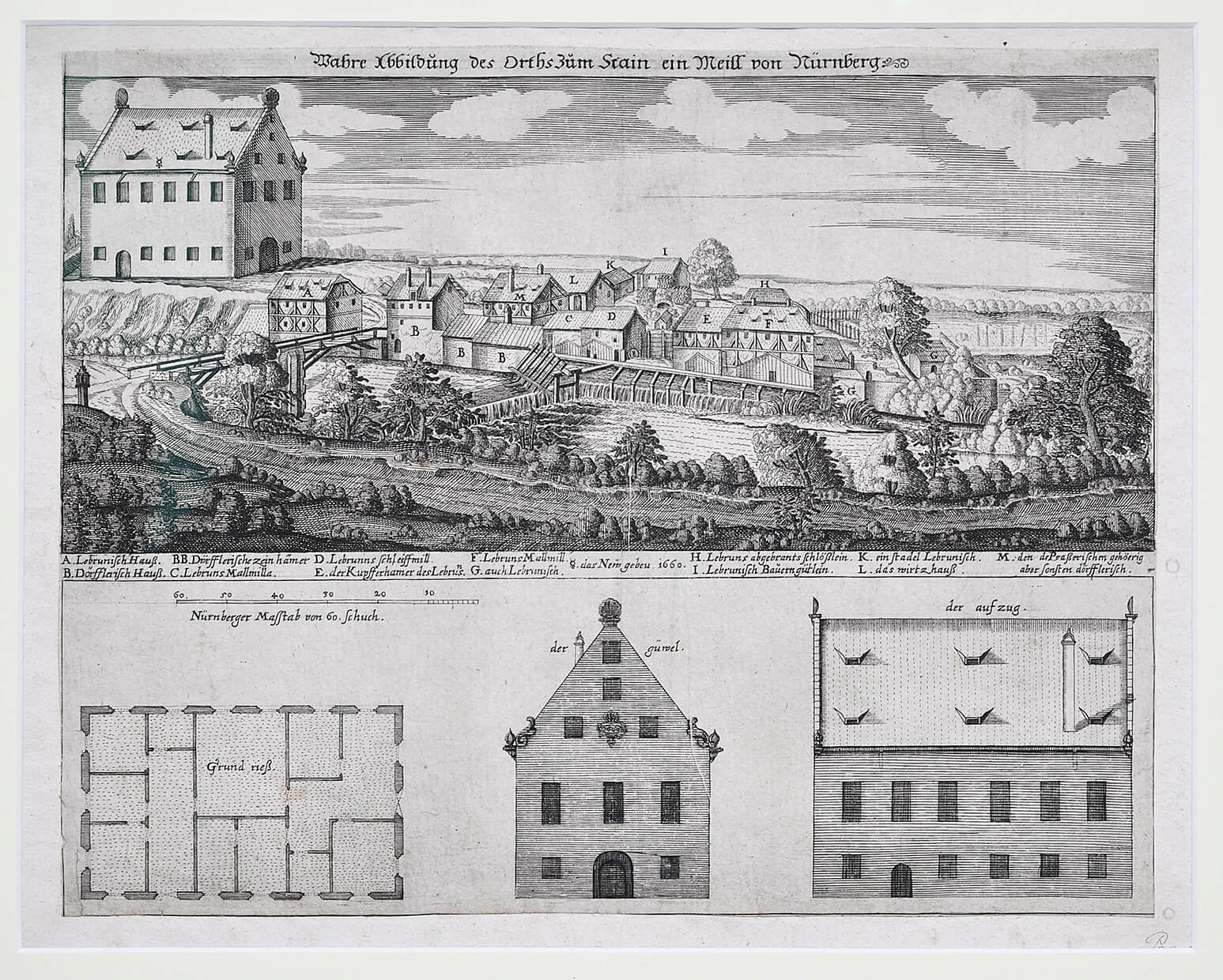 Stein mit der Alten Kirche, Kupferstich, 1670, 24 x 34, ebg0102