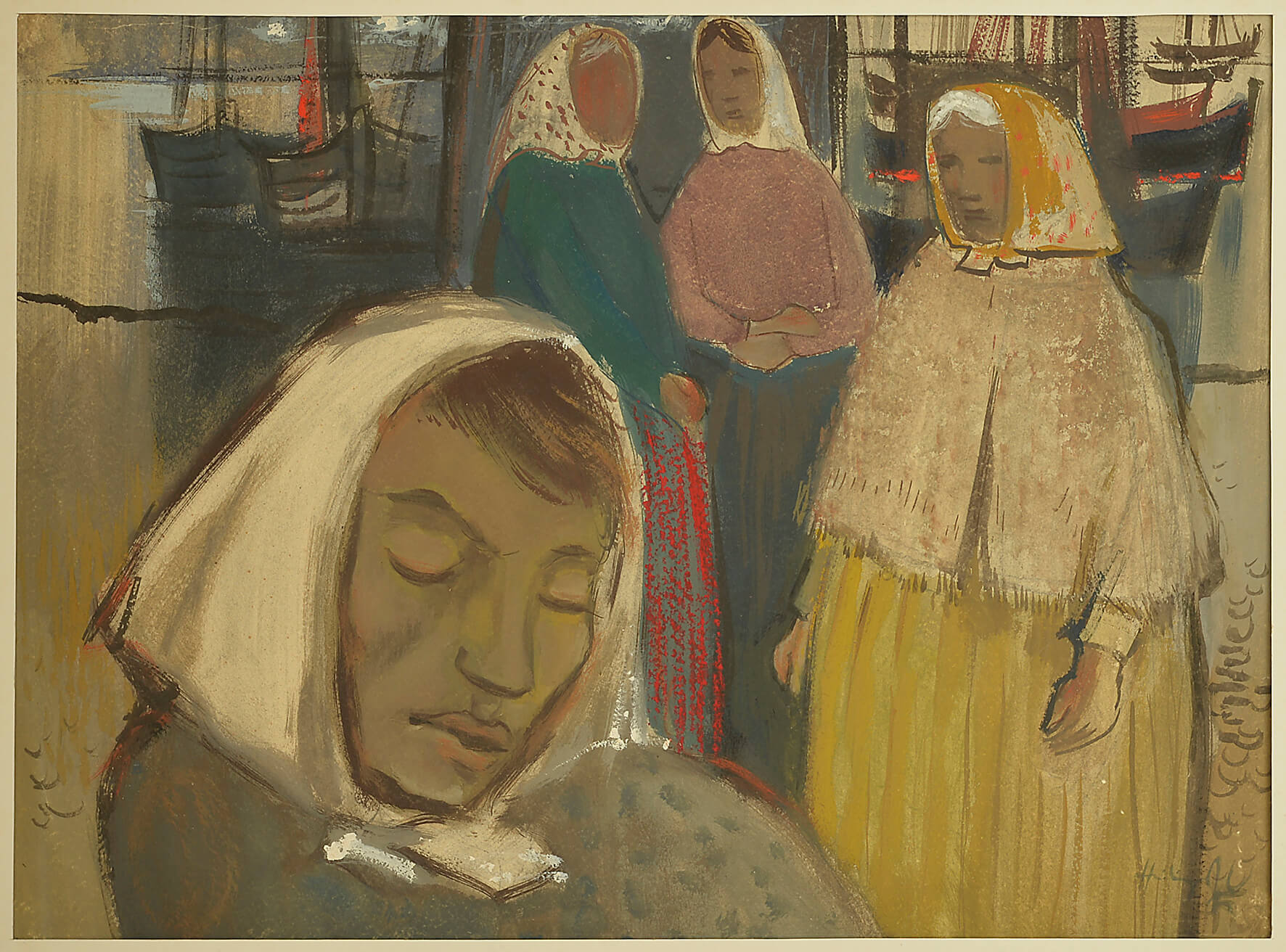 Fritz Heidingsfeld: Wartende Fischerfrauen, ca. 1955, kfh0187