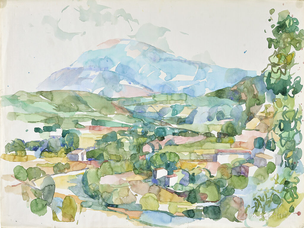 Fritz Griebel, Ansicht des Mont Ventoux, Südfrankreich, 1961, Aquarell, 49 x 65 cm, Leihgabe Fam. Griebel, Foto: Dieter Kaletsch