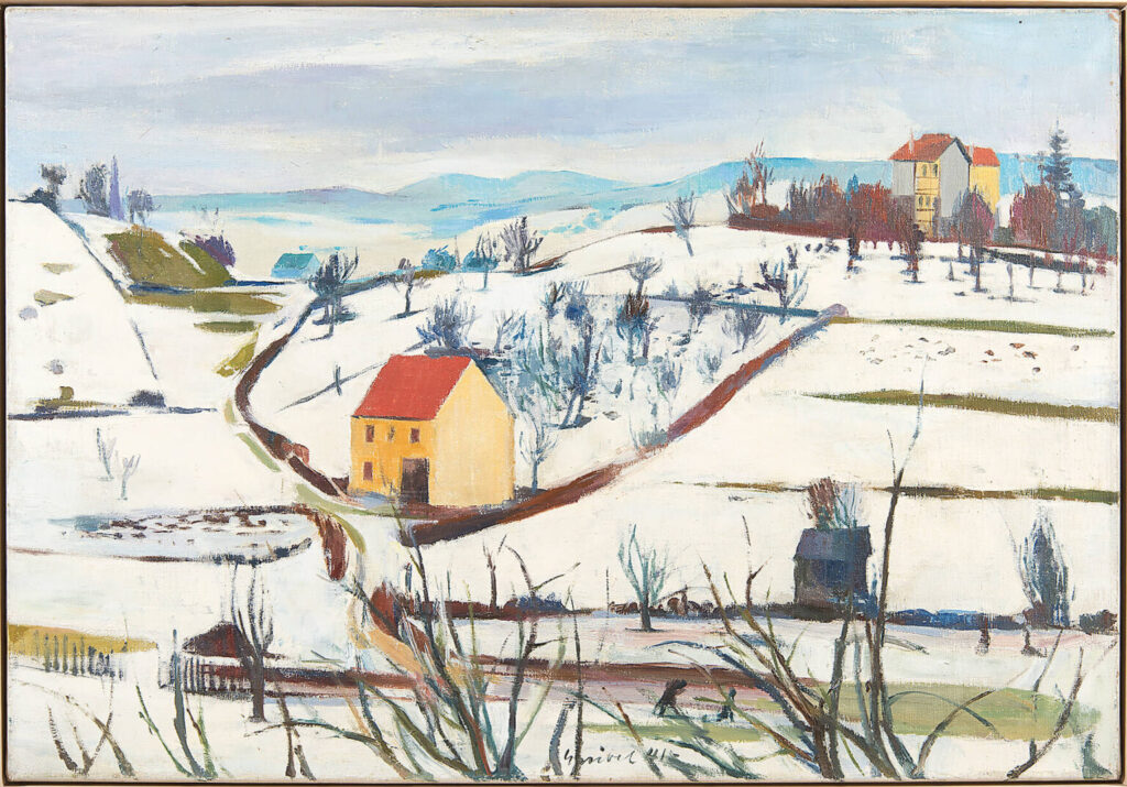 Fritz Griebel, Haus im Winter (Winterlandschaft bei Bamberg), 1941, Öl auf Leinwand, 58 x 48 cm, fg1068
