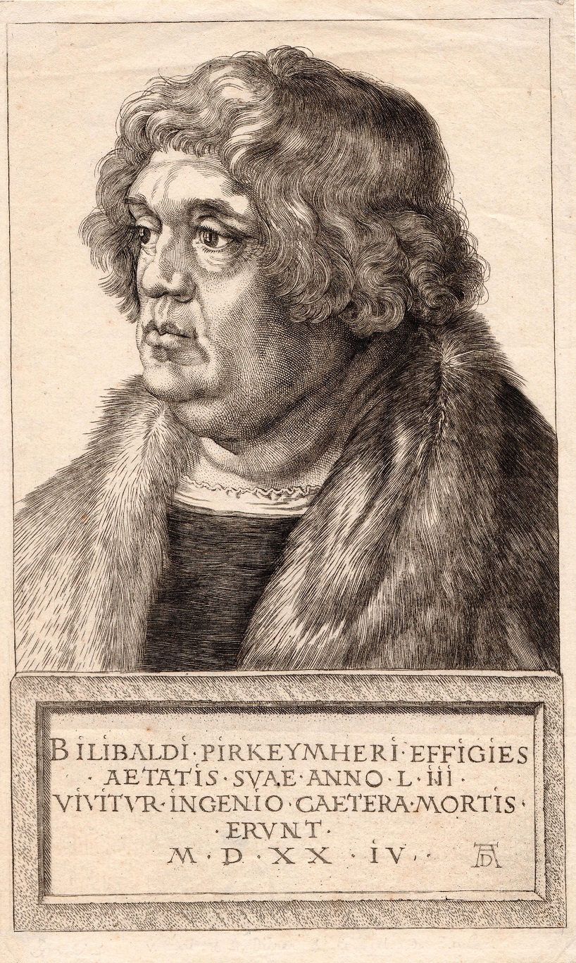 Albrecht Dürer, Willibald Pirckheimer, Kupferstich, 1525, 19 x 11,7 cm