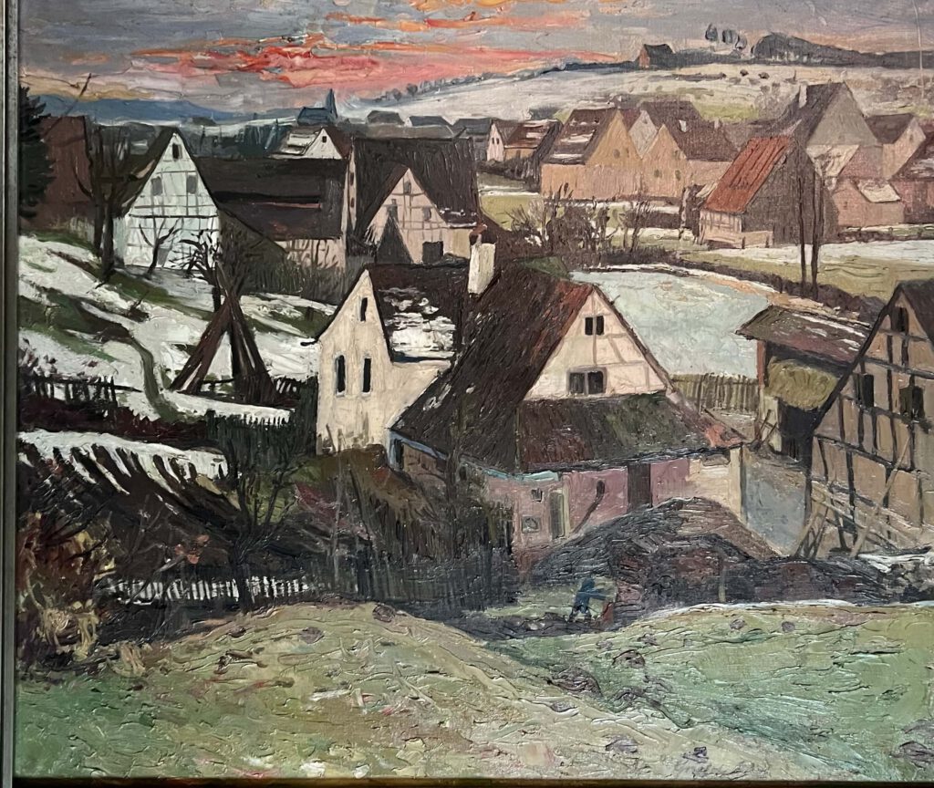 Fritz Griebel Lange Gasse mit Weiher 1929, Öl auf Leinwand, 90 × 100 cm