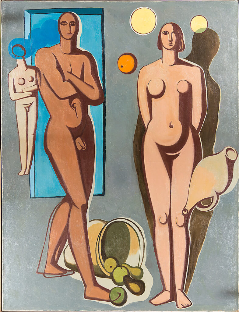 Fritz Griebel: Fritz Griebel Menschliche Körper und schwebende Früchte 1930er Jahre, Öl auf Leinwand, 130 × 100 cm Weißes Schloss Heroldsberg