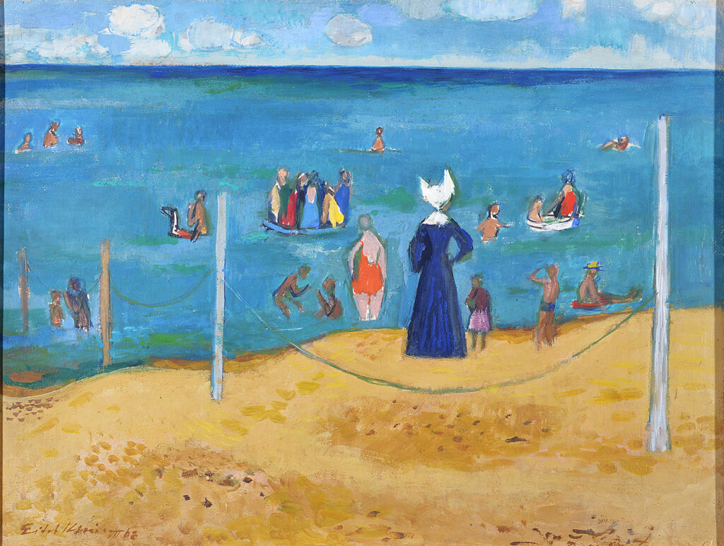 Nonne am Strand, Öl auf Hartfaser, 60 x 80 cm, Private Leihgabe