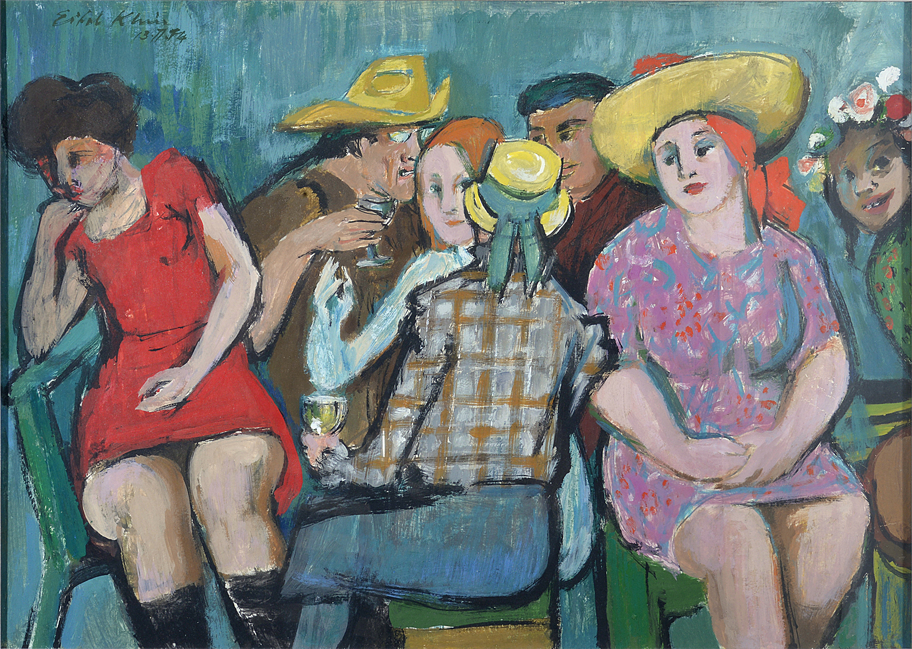 Kirchweihszene, 1994, Öl auf Papier, 55 x 70 cm, Private Leihgabe